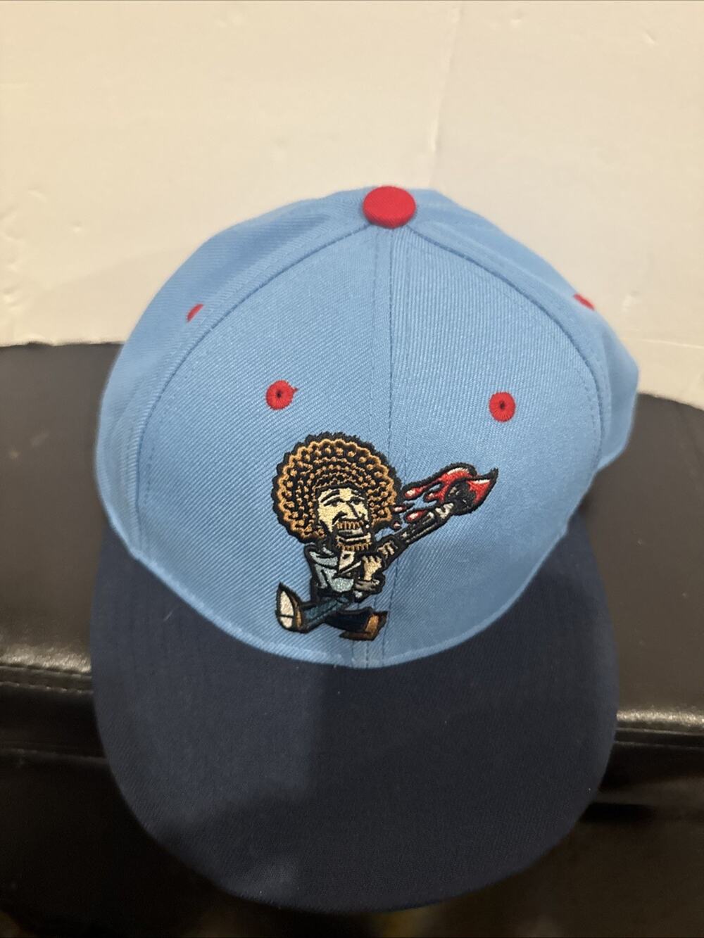 RSVLTS Bob Ross Vintage Snapback Hat Blue Red Sloped Crown Collectible